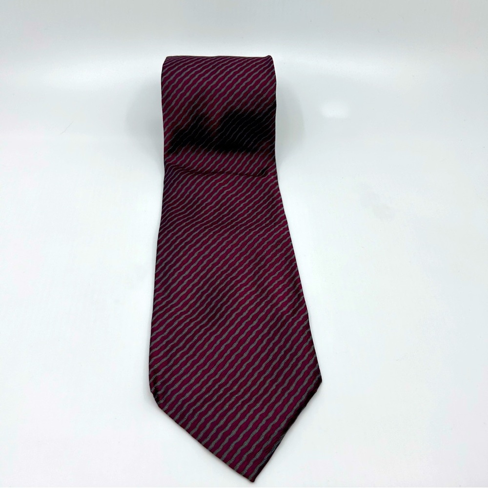 Calvin Klein Burgundy Striped Silk Tie